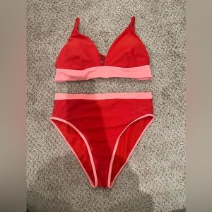 Red/Pink High Waisted Bikini